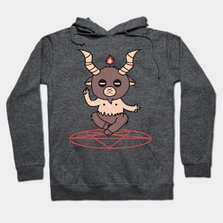 Cute Little Satan Goat over Pentigram Hoodie